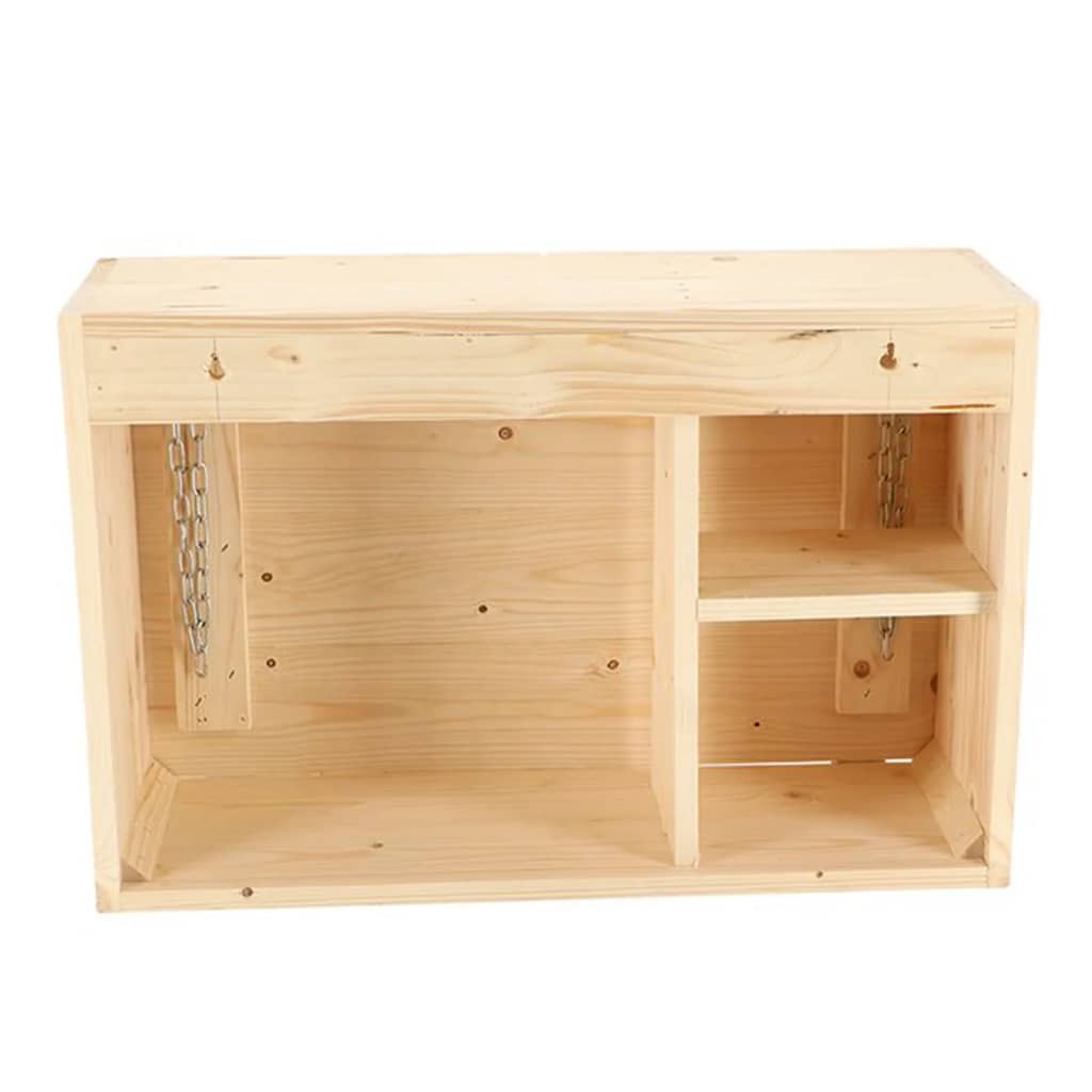 Esschert Design Wandbar Met Neerklapbaar Schap M Naturel Rood Ruitpatroon