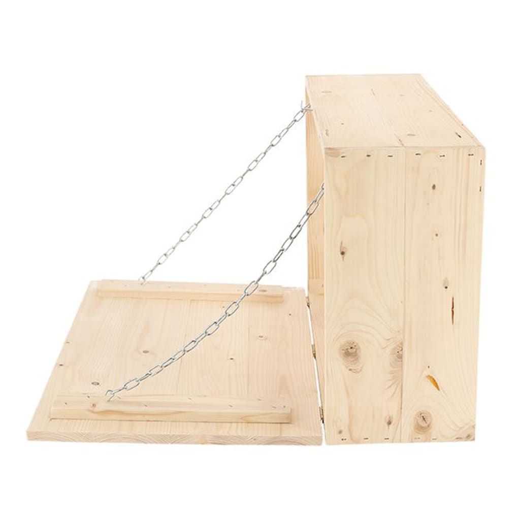 Esschert Design Wandbar Met Neerklapbaar Schap M Naturel Rood Ruitpatroon
