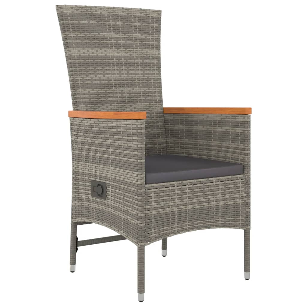 Tuinstoelen 2 St Verstelbaar Met Kussens Poly Rattan Grijs Wit