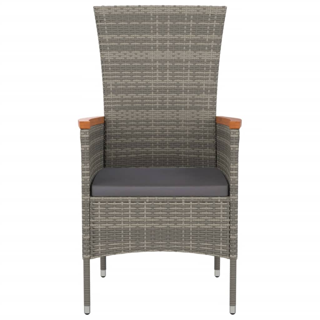 Tuinstoelen 2 St Verstelbaar Met Kussens Poly Rattan Grijs Wit