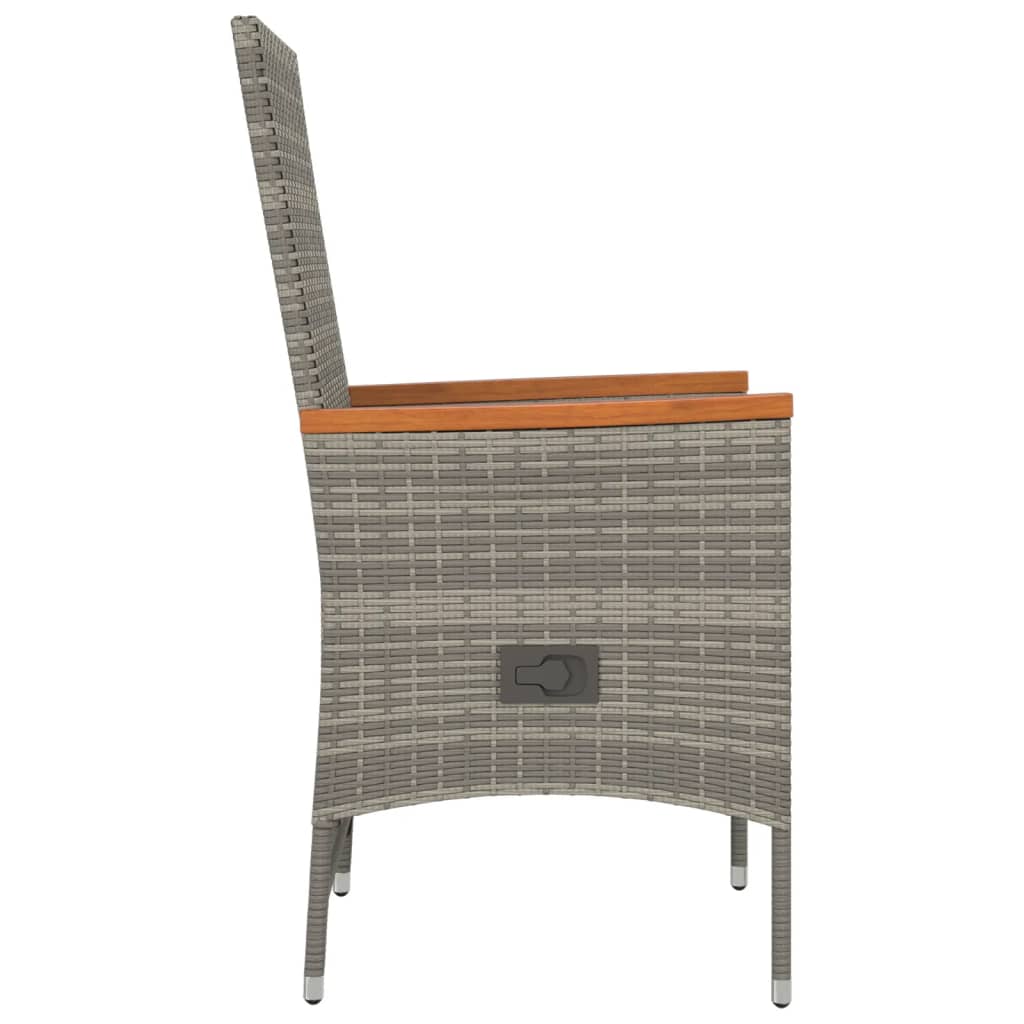 Tuinstoelen 2 St Verstelbaar Met Kussens Poly Rattan Grijs Wit
