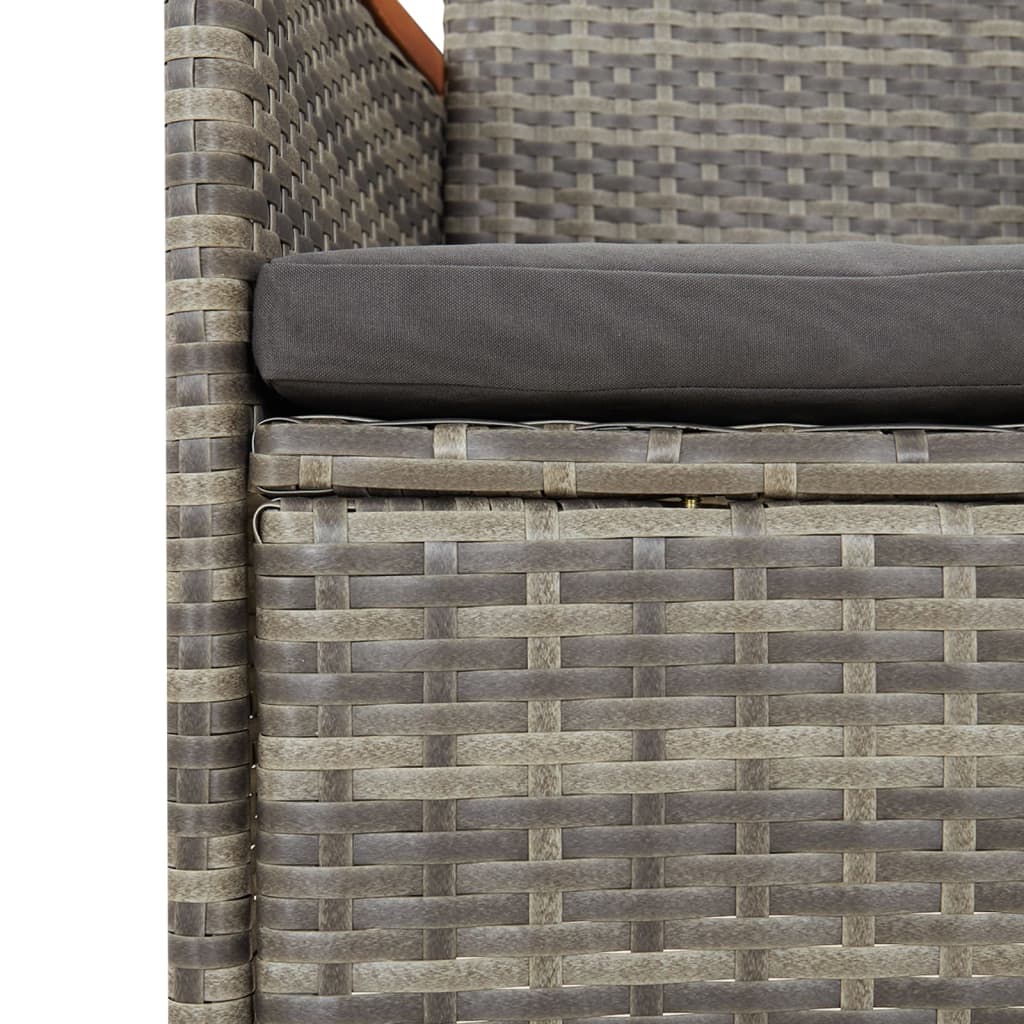 Tuinstoelen 2 St Verstelbaar Met Kussens Poly Rattan Grijs Wit