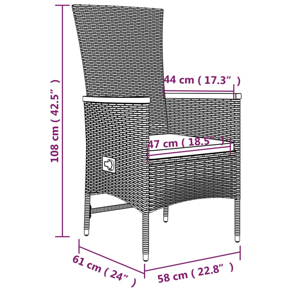 Tuinstoelen 2 St Verstelbaar Met Kussens Poly Rattan Grijs Wit