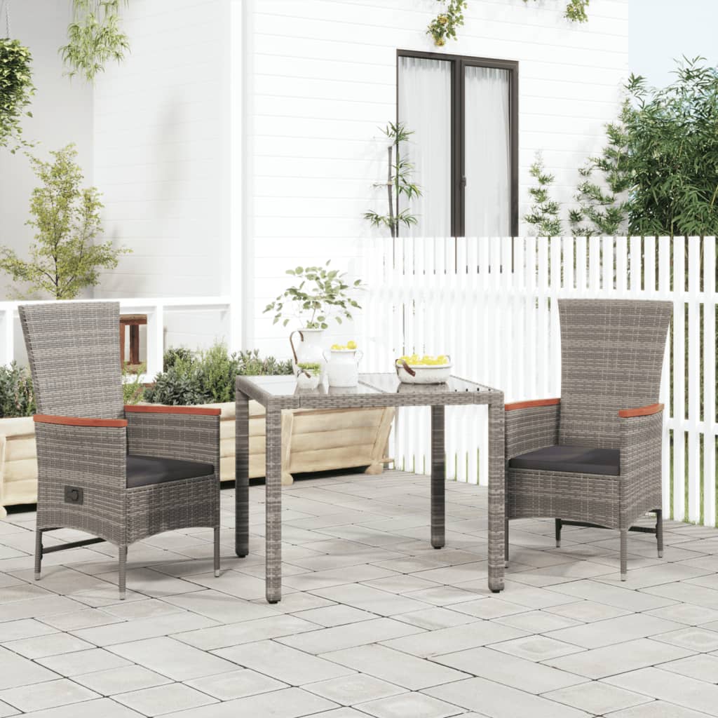 Tuinstoelen 2 St Verstelbaar Met Kussens Poly Rattan Grijs Wit