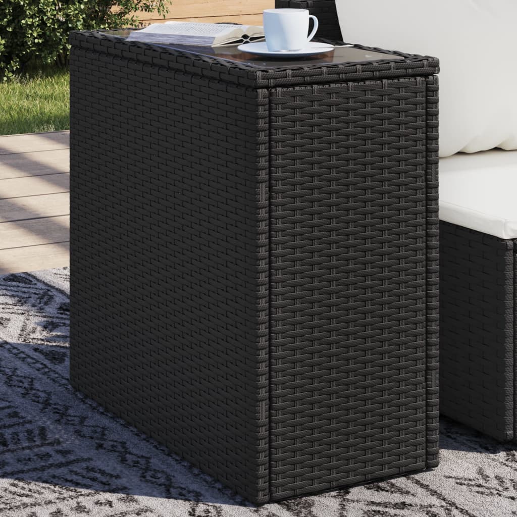 Tuinbijzettafel Met Houten Blad 58X27,5X55 Cm Poly Rattan