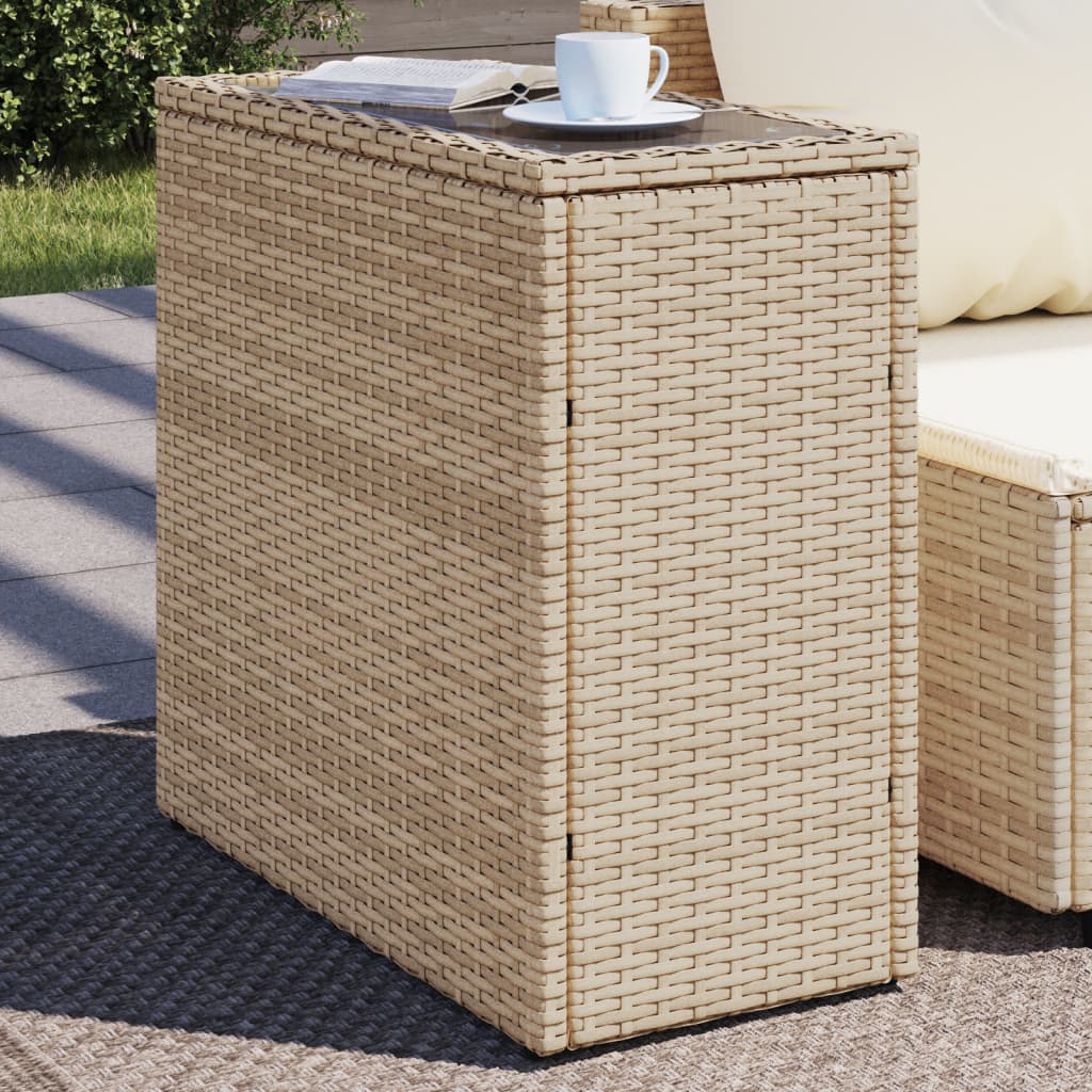 Tuinbijzettafel Met Houten Blad 58X27,5X55 Cm Poly Rattan