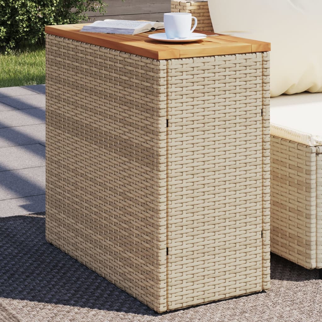 Tuinbijzettafel Met Houten Blad 58X27,5X55 Cm Poly Rattan