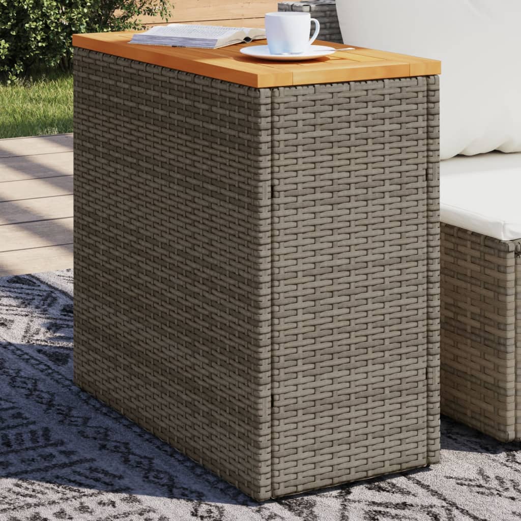 Tuinbijzettafel Met Houten Blad 58X27,5X55 Cm Poly Rattan