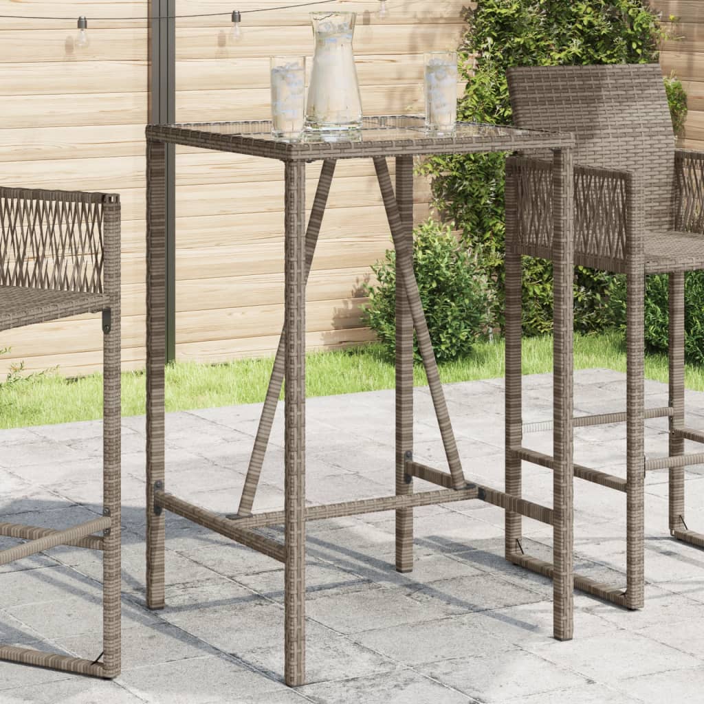 Bartafel Met Glazen Blad Poly Rattan