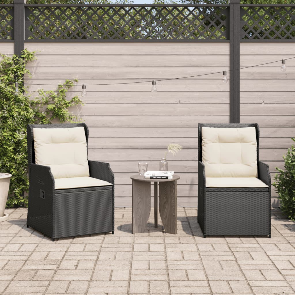 Tuinstoelen Verstelbaar Met Kussens Poly Rattan Zwart