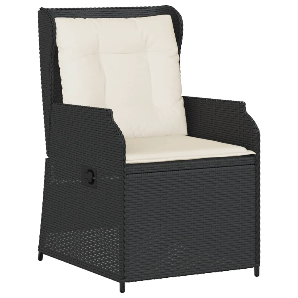 Tuinstoelen Verstelbaar Met Kussens Poly Rattan Zwart