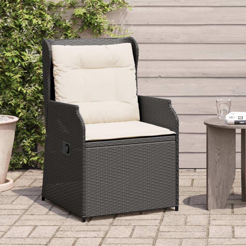 Tuinstoelen Verstelbaar Met Kussens Poly Rattan Zwart
