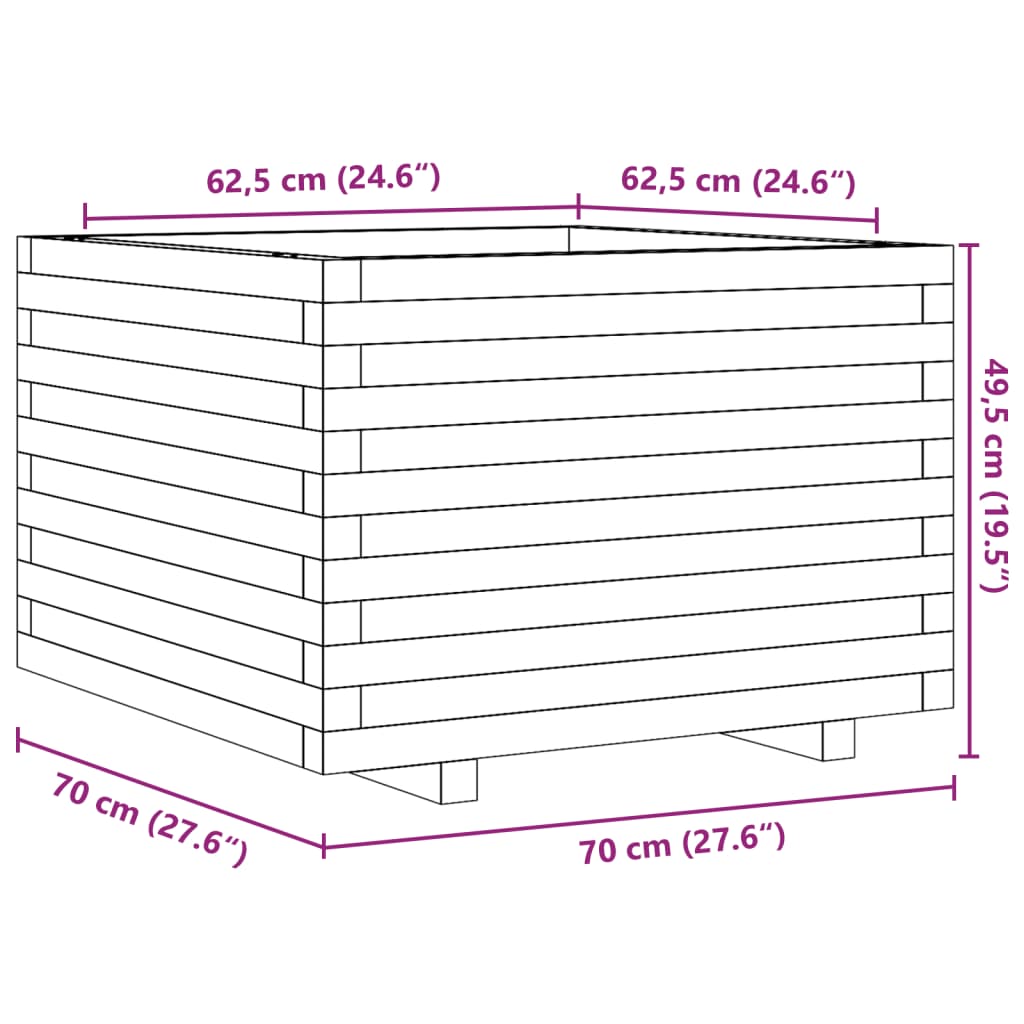 Plantenbak 70X70X49,5 Cm Massief Douglashout Naturel Geïmpregneerd