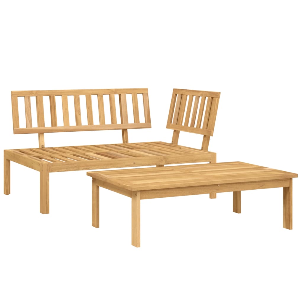 2-Delige Loungeset Pallet Met Kussens Massief Acaciahout Grijs