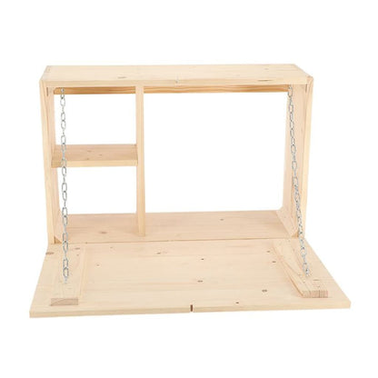 Esschert Design Wandbar Met Neerklapbaar Schap M Naturel Rood Ruitpatroon