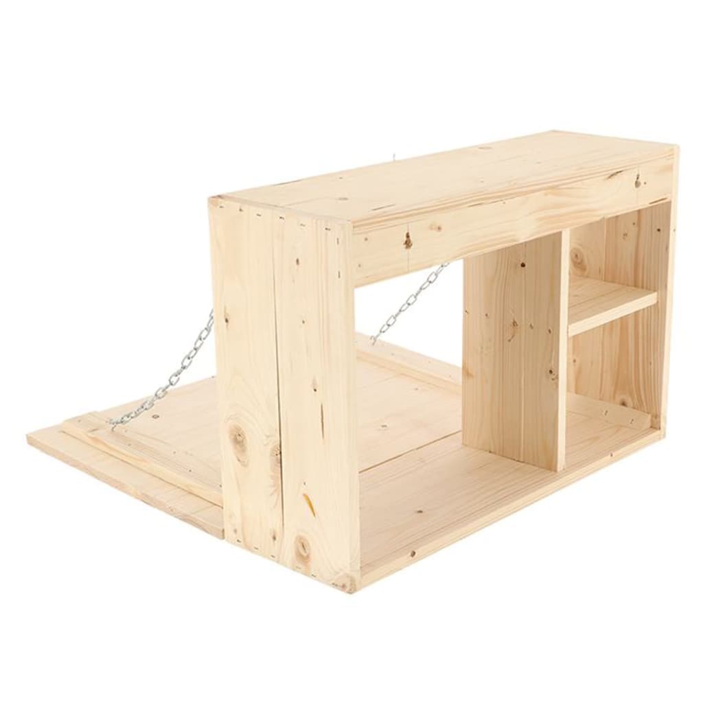 Esschert Design Wandbar Met Neerklapbaar Schap M Naturel Rood Ruitpatroon
