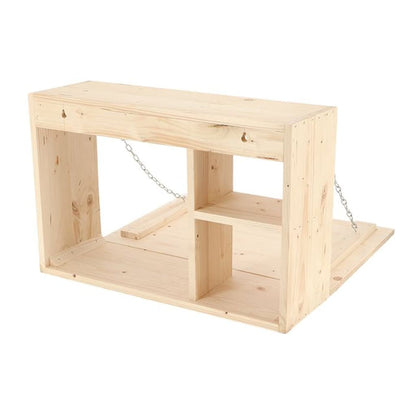 Esschert Design Wandbar Met Neerklapbaar Schap M Naturel Rood Ruitpatroon