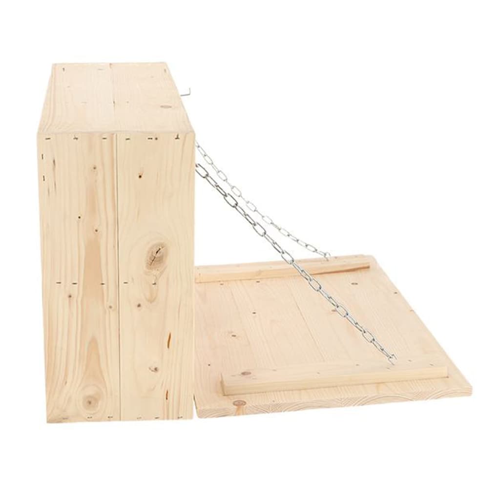 Esschert Design Wandbar Met Neerklapbaar Schap M Naturel Rood Ruitpatroon