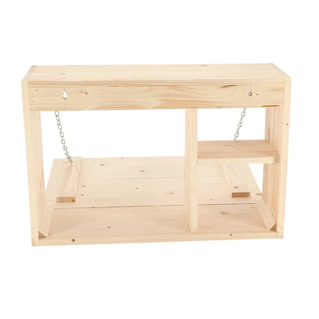 Esschert Design Wandbar Met Neerklapbaar Schap M Naturel Rood Ruitpatroon