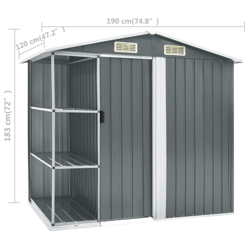 Tuinschuur Met Rek 205X130X183 Cm Ijzer