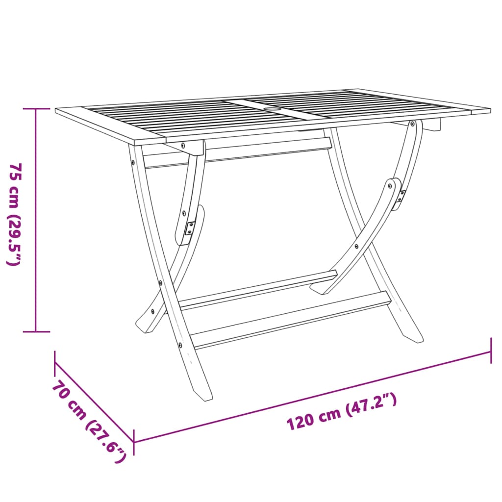 Tuintafel Inklapbaar 120X70X75 Cm Massief Eucalyptushout