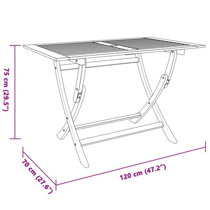 Tuintafel Inklapbaar 120X70X75 Cm Massief Eucalyptushout