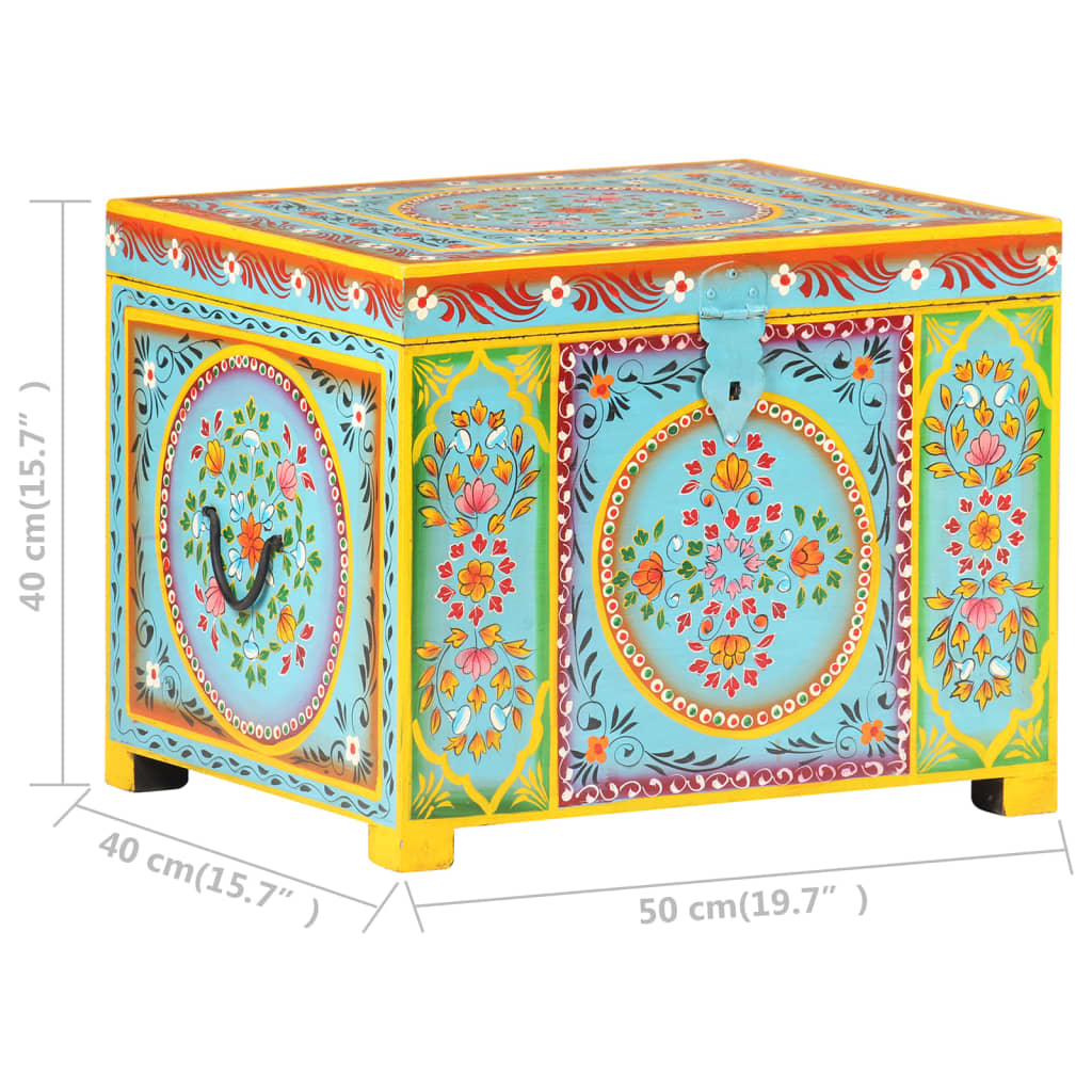 Opbergbox Handgeschilderd 50X40X40 Cm Massief Mangohout