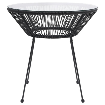 Tuintafel Ø70X74 Cm Rattan En Glas Zwart