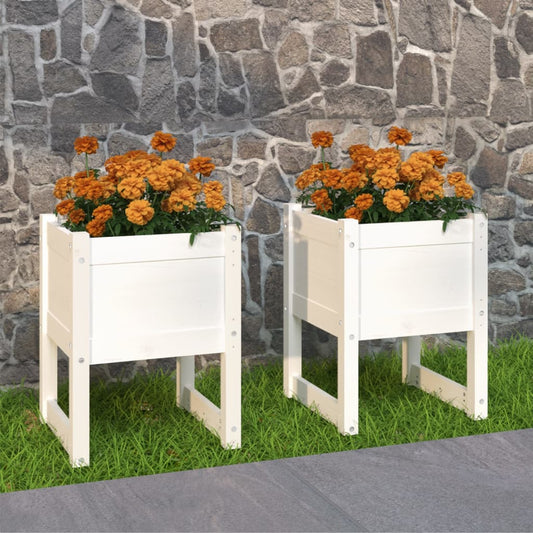 Plantenbakken 40X40X52,5 Cm Massief Grenenhout Wit