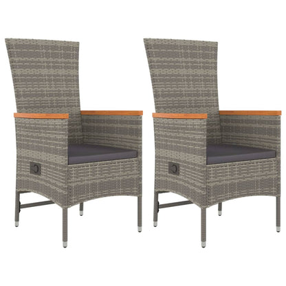 Tuinstoelen 2 St Verstelbaar Met Kussens Poly Rattan Grijs Wit