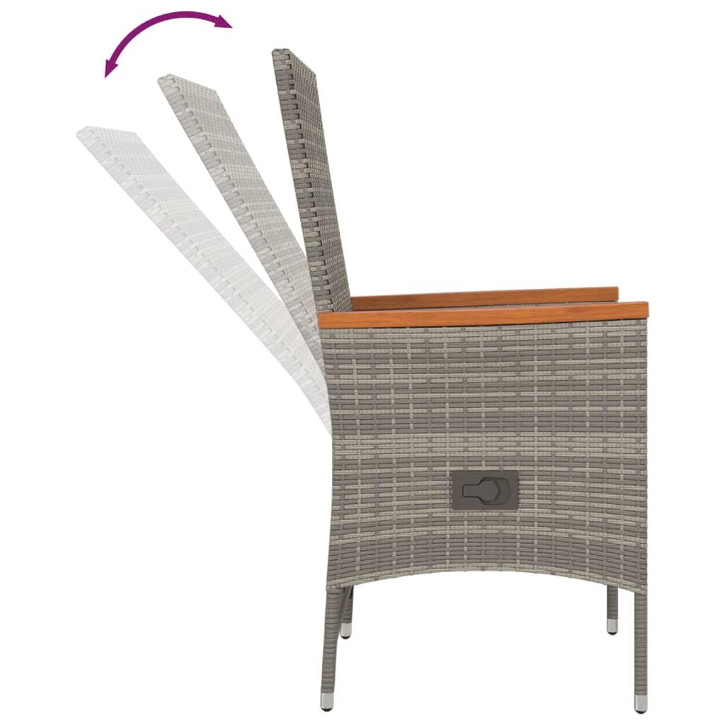 Tuinstoelen 2 St Verstelbaar Met Kussens Poly Rattan Grijs Wit