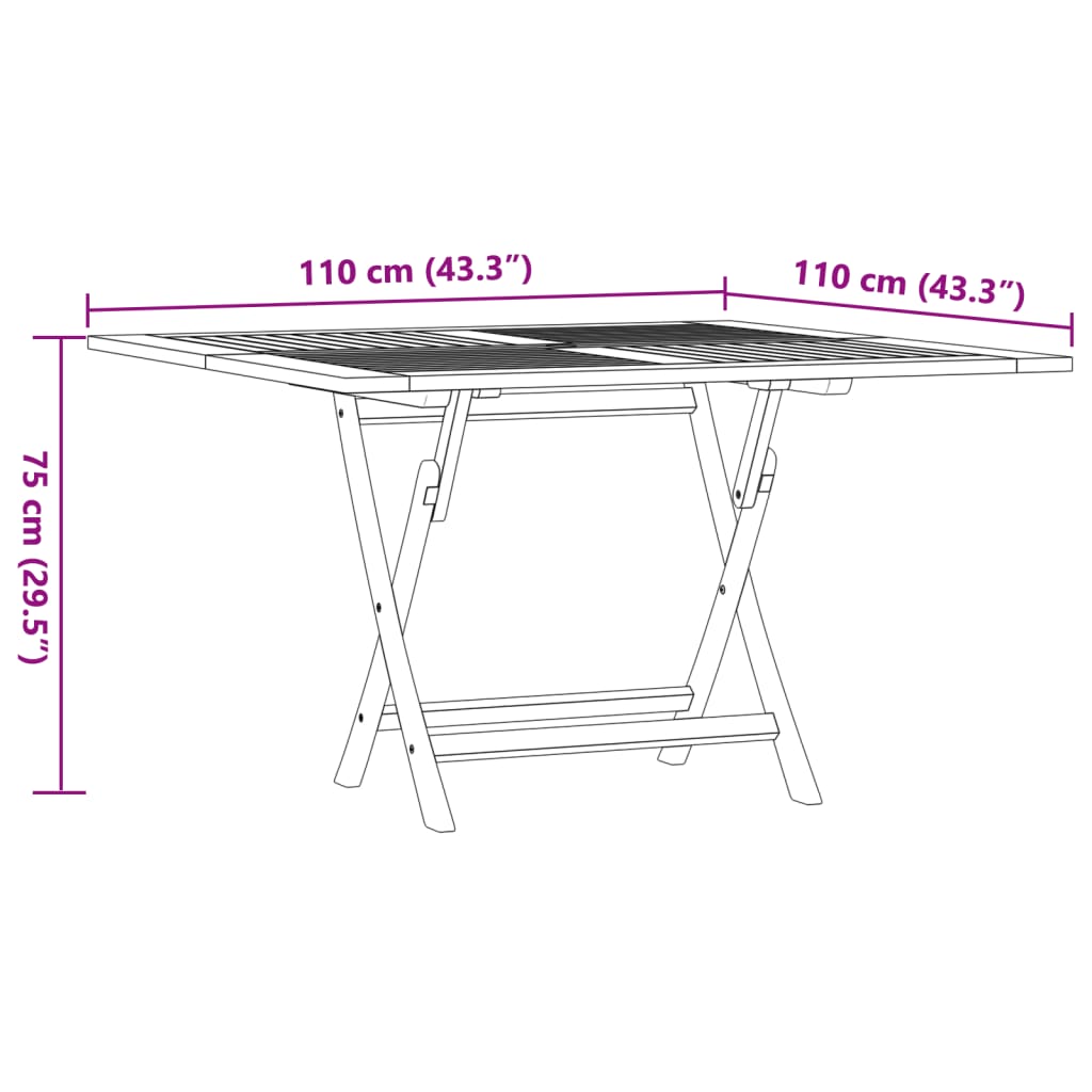 Tuintafel Inklapbaar 110X110X75 Cm Massief Teakhout