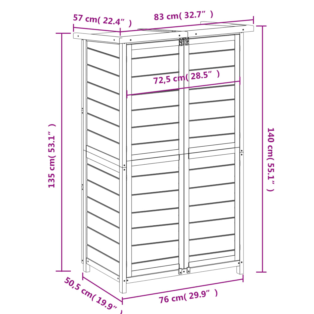 Tuinschuur 83X57X140 Cm Massief Grenenhout