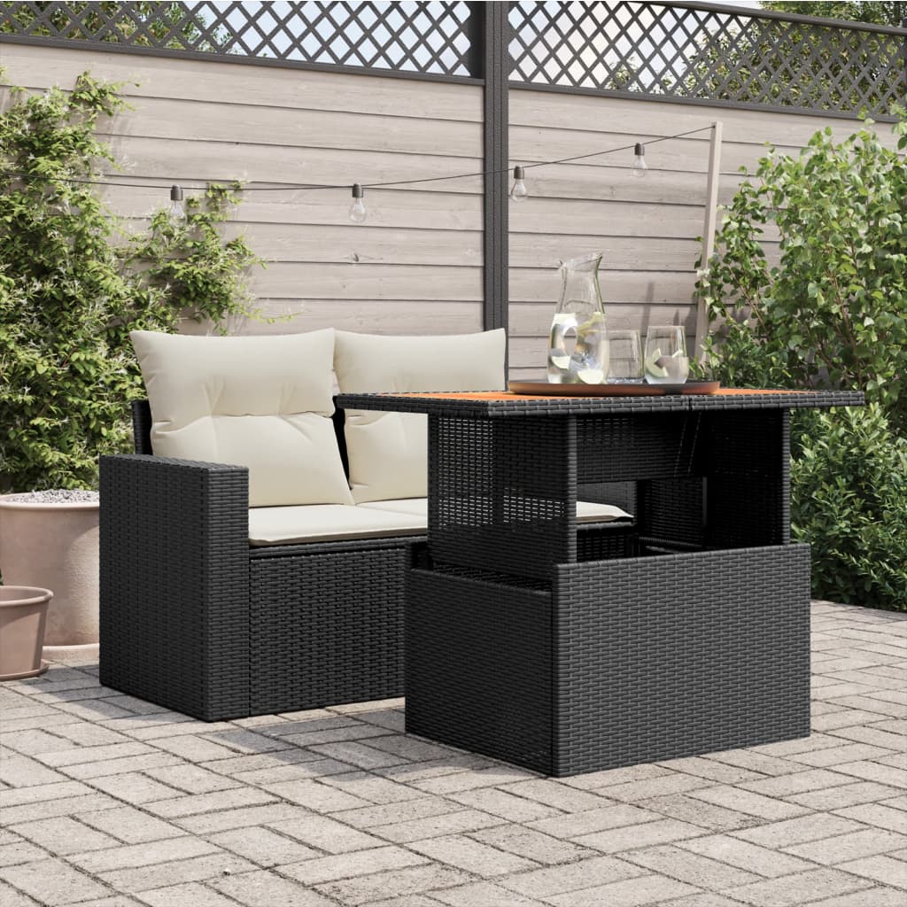Tuintafel 100X55X73 Cm Poly Rattan En Acacia