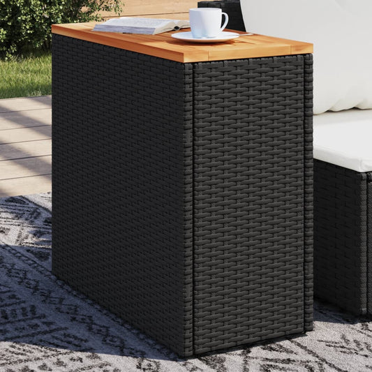 Tuinbijzettafel Met Houten Blad 58X27,5X55 Cm Poly Rattan