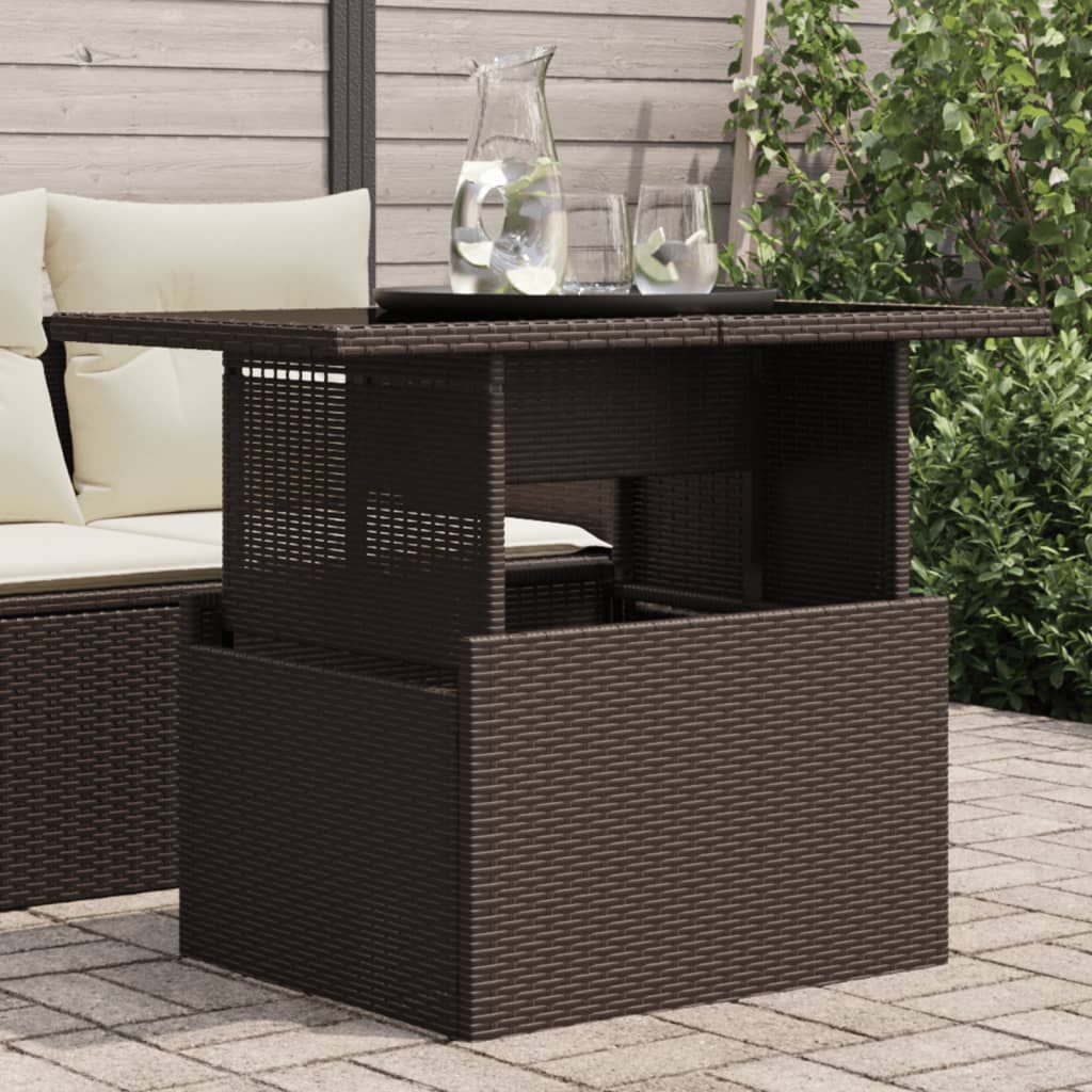 Tuintafel 100X55X73 Cm Poly Rattan En Acacia