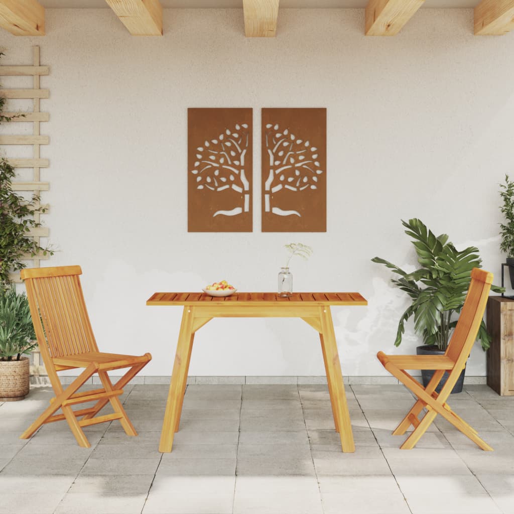 Tuintafel 110X56X75 Cm Massief Acaciahout Beige En Donkerbruin