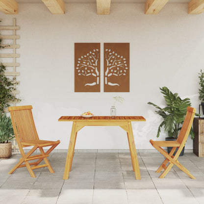 Tuintafel 110X56X75 Cm Massief Acaciahout Beige En Donkerbruin