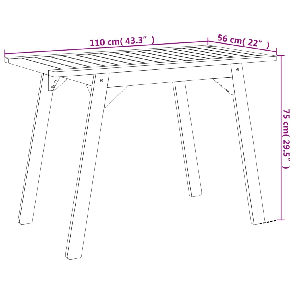 Tuintafel 110X56X75 Cm Massief Acaciahout Beige En Donkerbruin