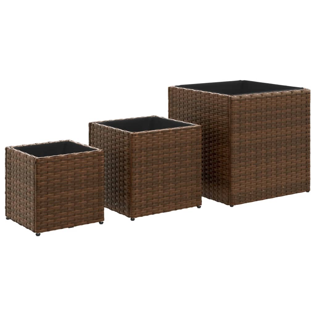 Plantenbakken 3 St Poly Rattan
