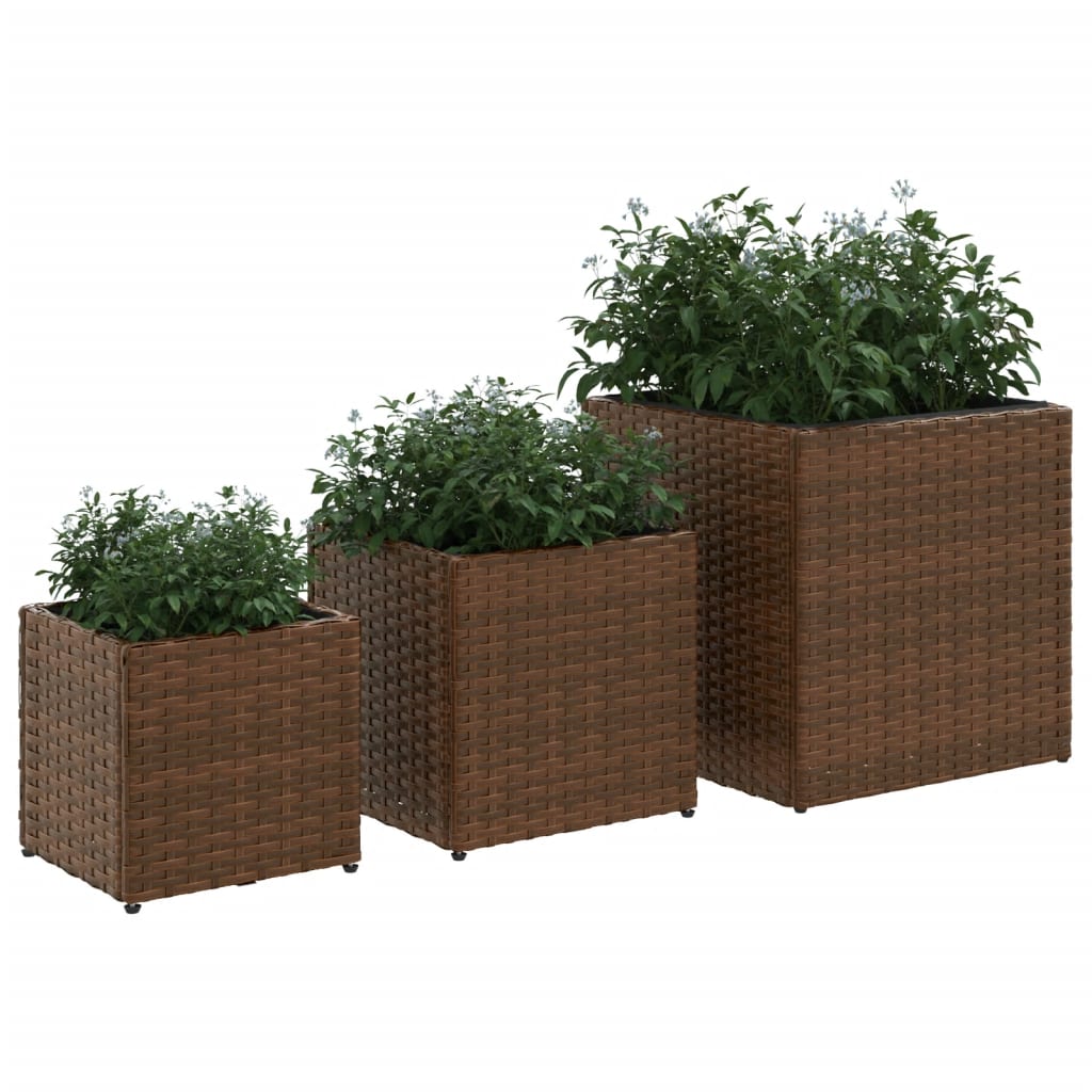 Plantenbakken 3 St Poly Rattan