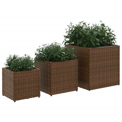 Plantenbakken 3 St Poly Rattan
