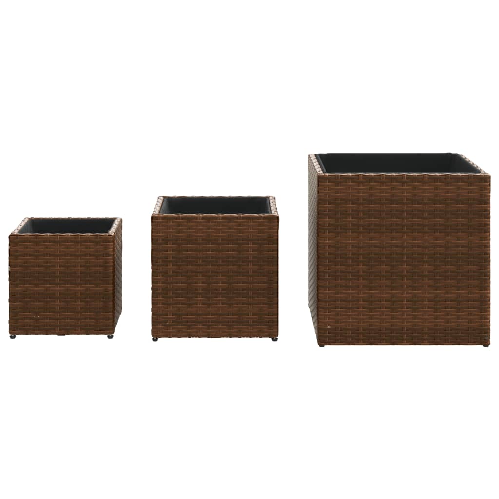 Plantenbakken 3 St Poly Rattan