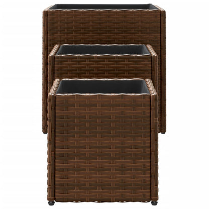 Plantenbakken 3 St Poly Rattan