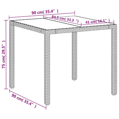 Tuintafel Met Glazen Blad 90X90X75 Cm Poly Rattan