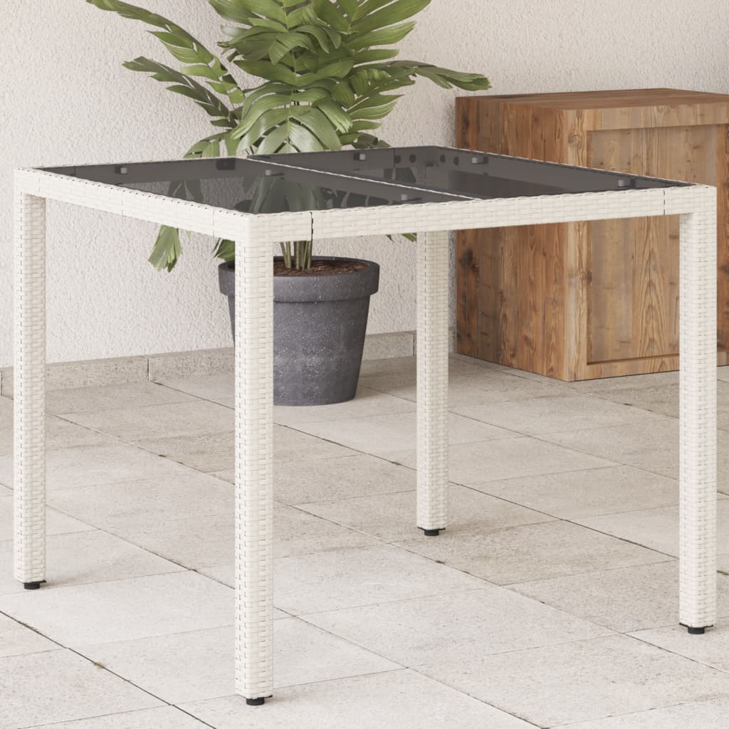 Tuintafel Met Glazen Blad 90X90X75 Cm Poly Rattan