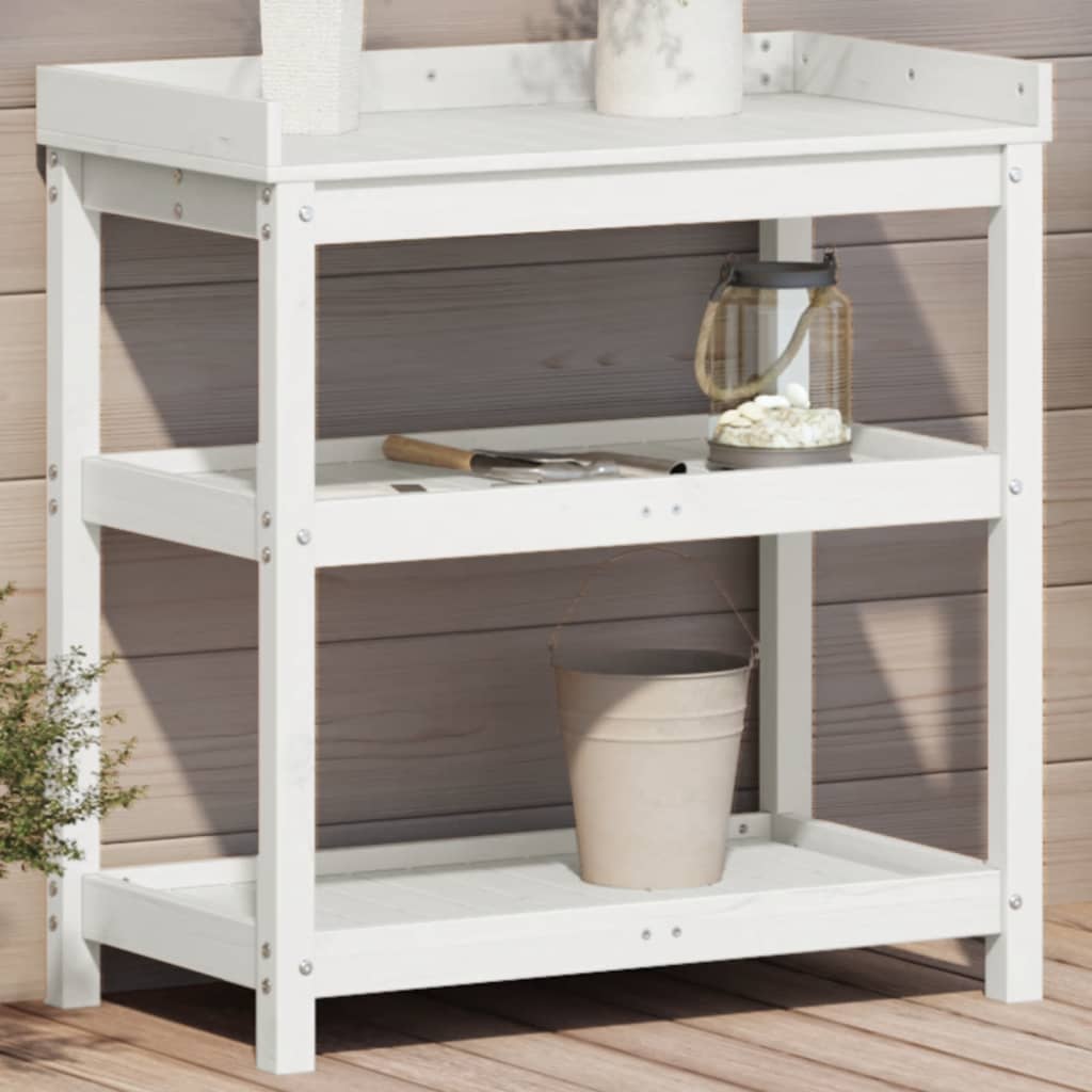 Oppottafel Met Schappen Geïmpregneerd Hout