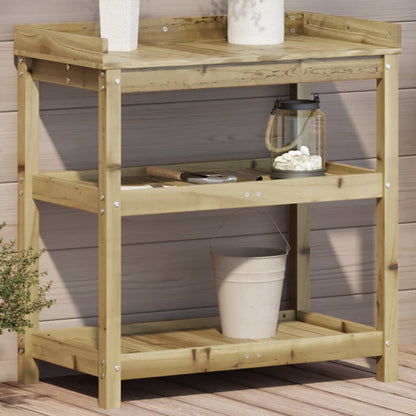 Oppottafel Met Schappen Geïmpregneerd Hout