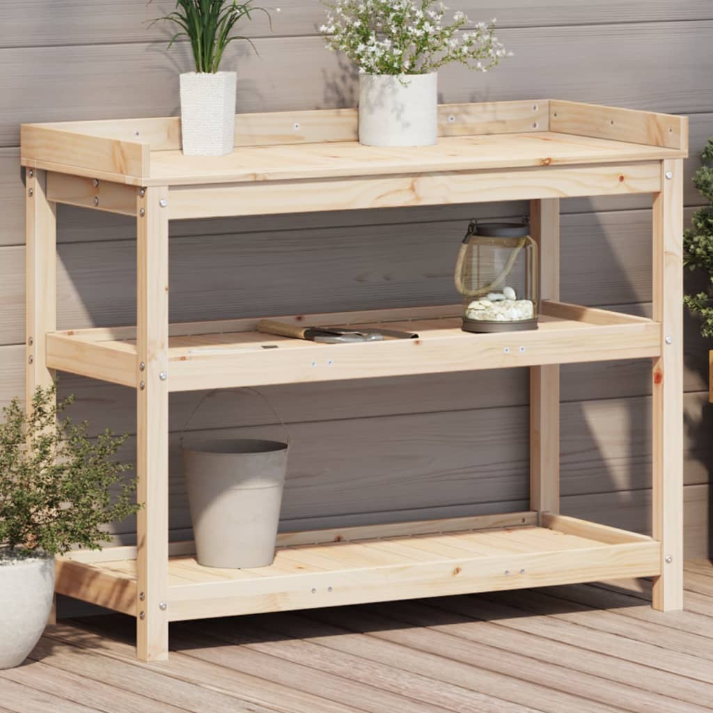 Oppottafel Met Schappen Geïmpregneerd Hout