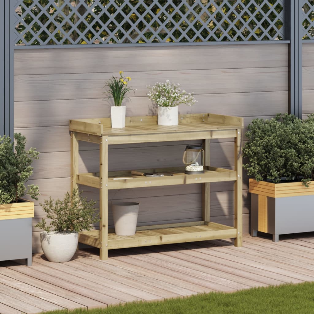 Oppottafel Met Schappen Geïmpregneerd Hout